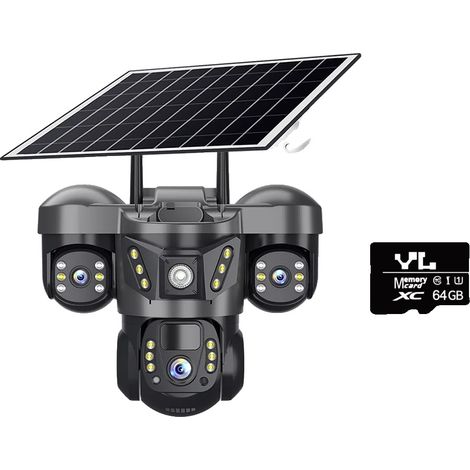 Cámara, sistema de tres lentes, detección humana por IA, cámara WiFi, tarjeta de 64 GB incluida. (1/2)