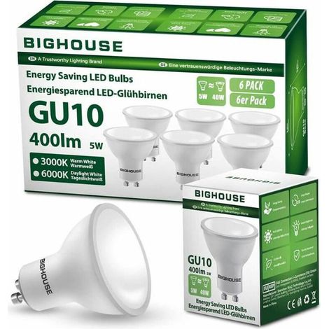 6pcs Ampoule GU10 LED 5W équivalent à 40W Blanc chaud - 3000K (1/4)