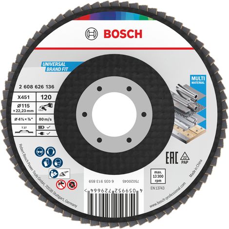 Bosch Flaps discs X451 Flap Disc 115 x 22.23 mm G120 T27 15 pcs 2608626174 (1/5)