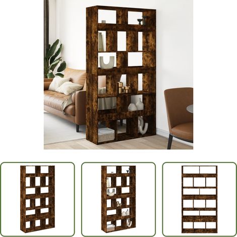 Rangement pièce - Cloison de séparation chêne fumé bois d'ingénierie (1/5)