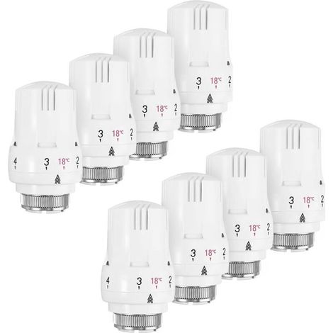 Lot de 8 Tête Thermostatique, Robinet Thermostatique Radiateur, Tete Thermostatique Radiateur, Valve de Radiateur Thermostatique M30 x 1,5 (1/5)