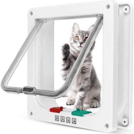 Rwoythk – Porte rabattable intelligente pour chat – Système de fermeture magnétique 4 voies – Résistante aux intempéries – Installation facile sur portes et murs (1/5)