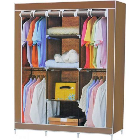 Guardaroba in Tessuto salvaspazio per Campeggio Organizer Armadio con Zip e scaffali 130x175x45 cm vari colori (1/5)