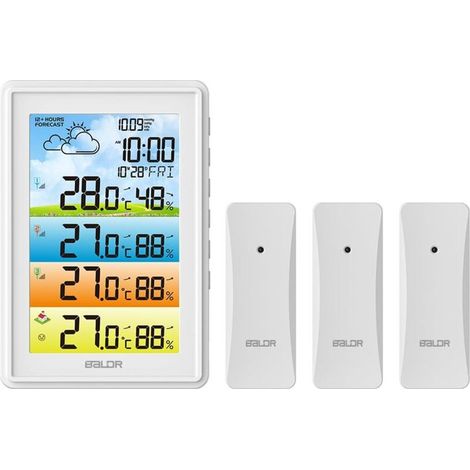 Stazione meteorologica wireless – 3 sensori esterni – Display LCD retroilluminato – Intervallo di temperatura da -40 °C a 60 °C – Alimentazione a rete o con batterie AAA