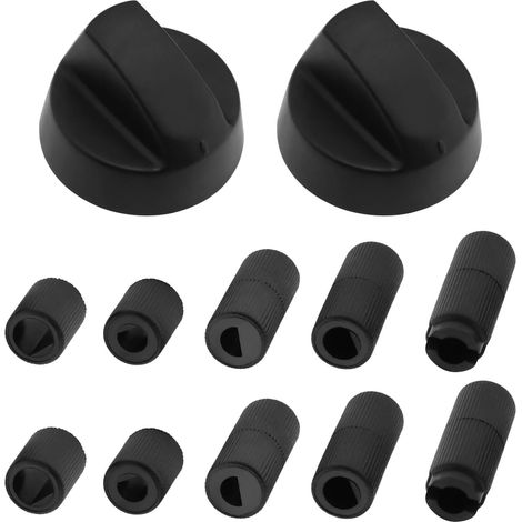 2 sets Boutons de Commande Universels en Plastique Interrupteur à Cadran Remplacement de Cuisinière Multiple pour Friteuse à Air Mini Four Gril avec Bouton Adaptateur, Noir (1/5)