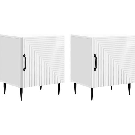 Maison Exclusive - Nachttisch 2 stk. Hochglanz Weiß 43 x 34,5 x 5 (1/5)