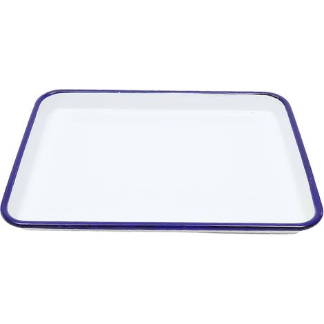 Plat à four émaillé, plat à rôtir émaillé, plat de service rectangulaire, moule à tarte-26.00X18.00X2.50CM-White