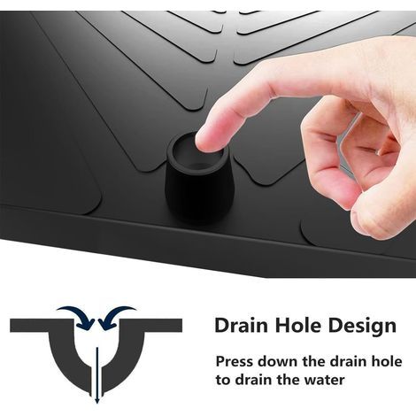 Tapis sous évier, 86,4 x 55,9 cm, revêtement d'armoire en Silicone avec Trou de Drainage, imperméable et Facile à Nettoyer, Tapis d'armoire de Cuisine, Salle de Bain (1/4)
