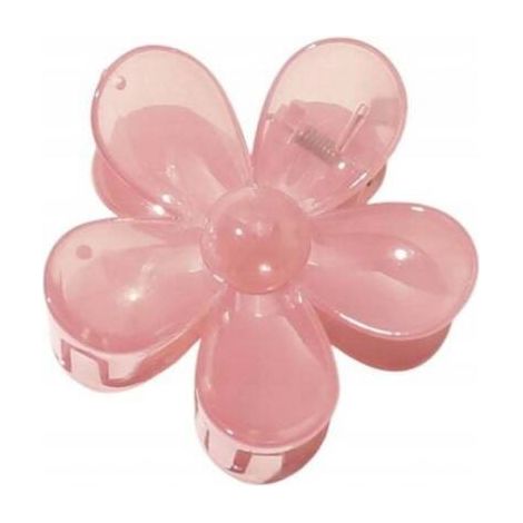 Pinza para el cabello Ecarla con forma de flor transparente, color rosa empolvado SP272 (1/3)