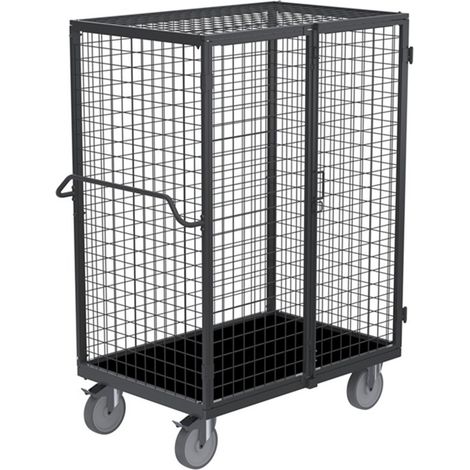 Kongamek Sicherheitswagen Dunkelgrau 1160x760x1440mm mit Gitterwänden (1/4)
