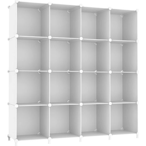 Organiseur de Placard à 16 Cubes, étagères cubiques de Rangement empilables, pour Chambre à Coucher, Placard, Armoire, Salle de Bain, Blanc (1/5)