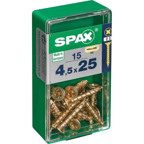Caja de 15 unidades de tornillo para madera con cabeza plana en Yellox 4,5x25mm Spax (1/5)