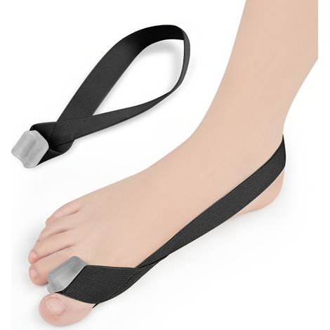 Séparateur d'orteils doux et confortable – Élastique ajustable pour pouce homme et femme, pour cyclisme et usage quotidien, L (EU40-45), noir (1/4)