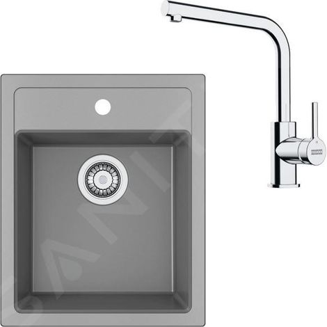Franke Colonnes - Set de cuisine T113Š, évier en tectonite SID 610-40 + robinet FN 3230.031, gris / chrome 143.0687.333 (1/4)