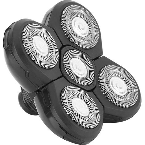 Remplacement de Rasoir à 5 Têtes, électrique Universel Pour Barbe Tête Rechange Compatible USB Rotatif Sans Fil Étanche Tondeuse Cheveux Crâne Homme Professionnel Rotatifs Rasoirs Têtes Rotatives