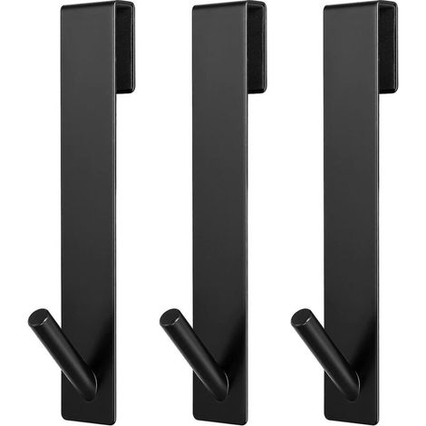 Crochets de porte de douche, 17 cm, noir, lot de 3, pour portes de douche en verre sans cadre, crochets porte-serviettes extensibles (1/5)