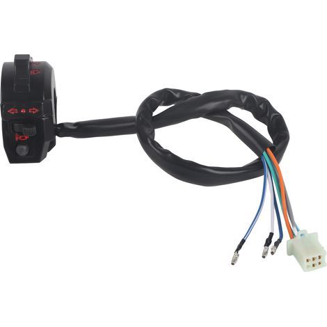 7/8in Motard Commodo Gauche Guidon Commande Klaxon Clignotant Phare Code/Route Noir Neuf (1/5)
