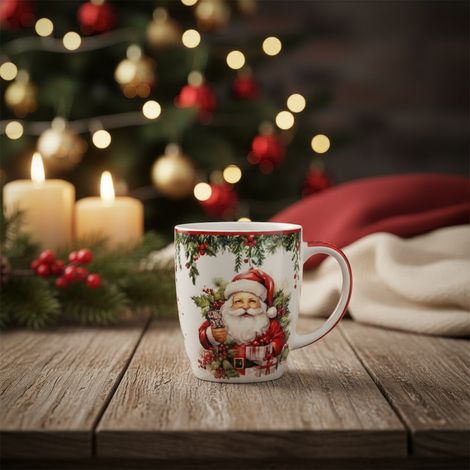 Tazza di Natale in porcellana con Babbo Natale per decorazioni natalizie 350 ml (1/4)