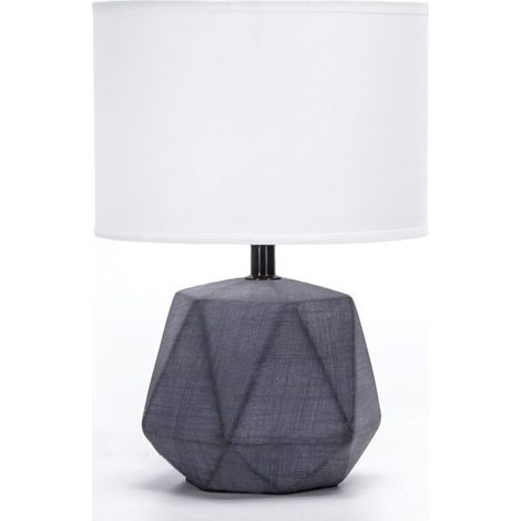 Lampe de Table en Céramique, Moderne Lampe de Chevet avec Abat-Jour en Tissu, Douille E14, max.40W, Lampe de Canapé, Veilleuse pour Chambre, Salon, Bureau, Hôtel, Café (sans Ampoule) -H29cm,Gris Foncé
