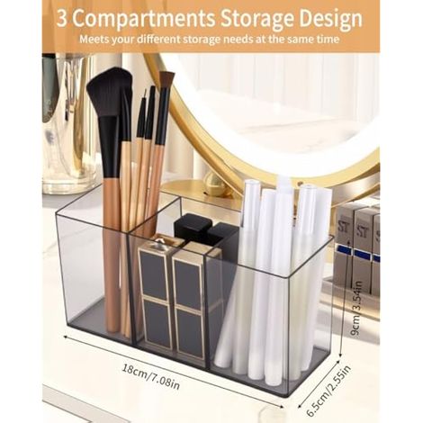 Boîte Rangement Maquillage Organisateur,2 PC Support Cosmétique Gris translucide,Rangement Pinceaux Maquillage,Rangement Maquillage,pour Commode, Chambre à Coucher, Salle de Bains (1/3)