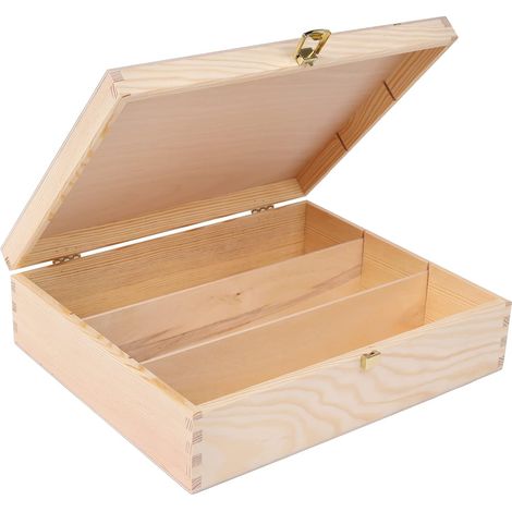 Wooden Wine Box for 3 Bottles 35 x 30 x 10 cm – Natural