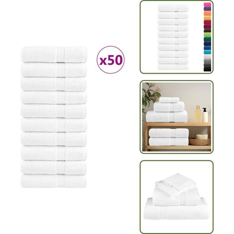 50x100 cm - vidaXL Premium Handtücher SOLUND 50 Stk. Weiß 50x100 cm 600 g/m² - 600 g/m² (1/5)