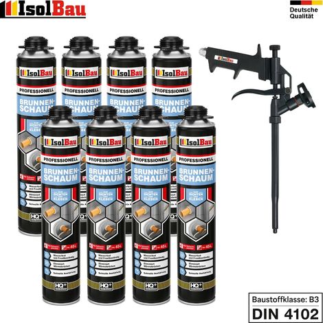 Brunnenschaum 8 x 750ml Bauschaum 1x Teflon Pistole Pistolenschaum Montageschaum (1/5)