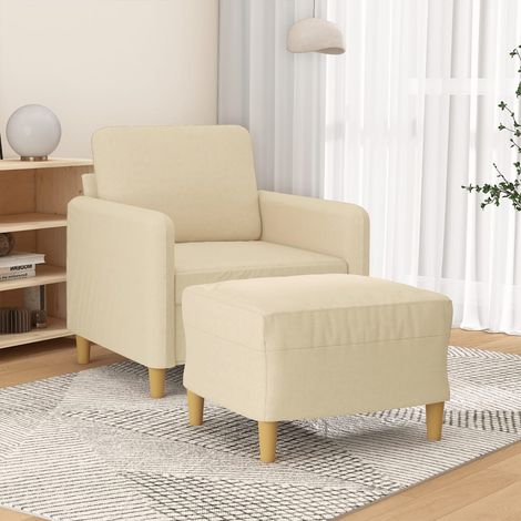 Sessel mit Hocker Creme 60 cm Stoff vidaXL (1/5)