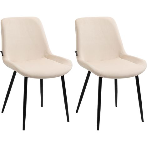 Conjunto de 2 sillas de comedor de diseño modernas y cómodas en terciopelo crema y metal negro mate 100007319 (1/5)