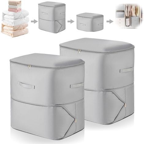 2PCS Organisateur Auto Compression, Organisateur D'auto-Compression Ultra peu Encombrant, 54x42x60cm Sac Compression avec Trous D'aération, Sac de Compression Voyage pour Rangement Couette