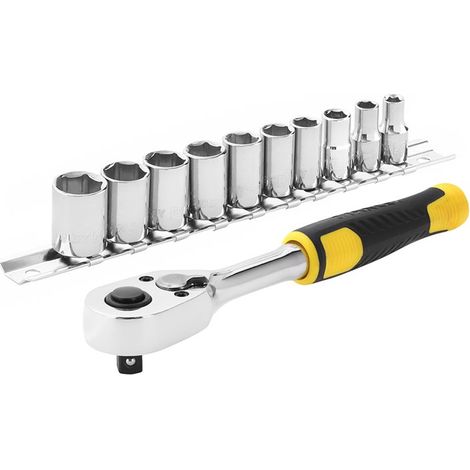 STANLEY STMT82666-0 - Juego de trinquete 1/4" 72 dientes y 10 vasos