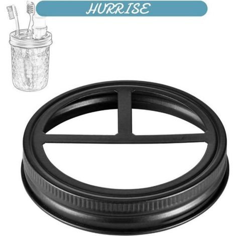 Couvercle Mason - Acier Inoxydable - 3 Compartiments - Pour Bocaux Verre 7,6 cm - Diamètre 86 mm - Noir - 1 Pièce (1/5)