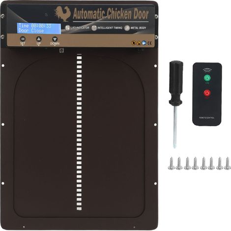 Ouvre-porte automatique de poulailler en aluminium, avec minuterie, capteur de lumière Programmable, télécommande (1/5)
