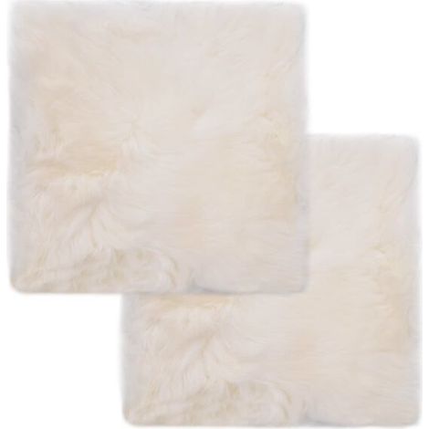 Coussins de chaise, lot de 2, blancs, véritable peau de mouton