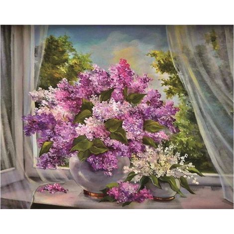 Vase 8625 Diamant Peinture Fleurs Fée Semi-Diamant DIY Art Déco Salon Loisir Créatif Kit (1/5)