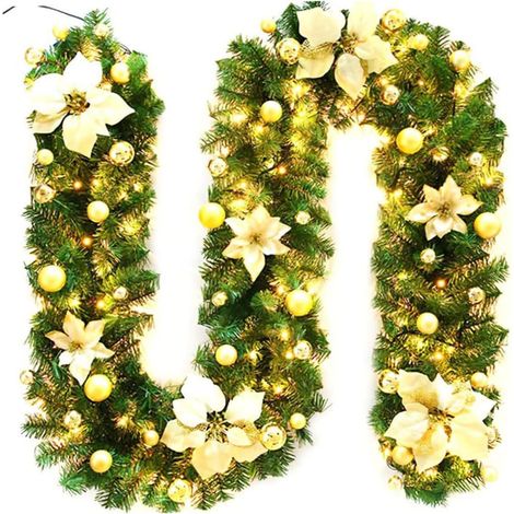 Christmas Tree Garland Decoration Ball Garland Flower Wreath Ball with LED Light for Door Entrance 270cm,Christmas Garland Light Garland Decoration LED Garland Decoration for Christmas Display，Indoor  (1/5)
