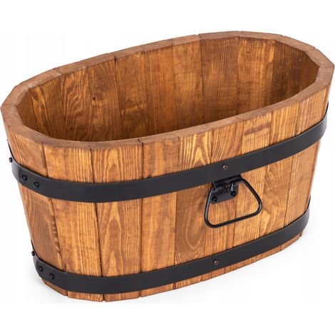 Maceta de madera de 40 x 23 x 21 cm con soporte para flores K. OAK (1/5)