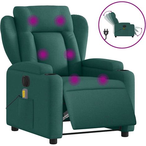 Maison Exclusive - Massagesessel Elektrisch Dunkelgrün Stoff