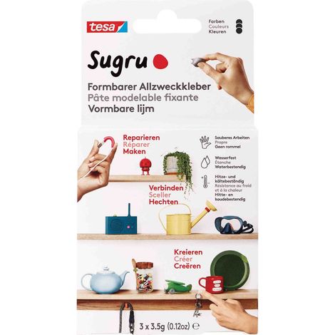 tesa SUGRU - schwarz 3er Pack - Formbarer Allzweckkleber - starker Allzweck-Klebstoff (1/5)