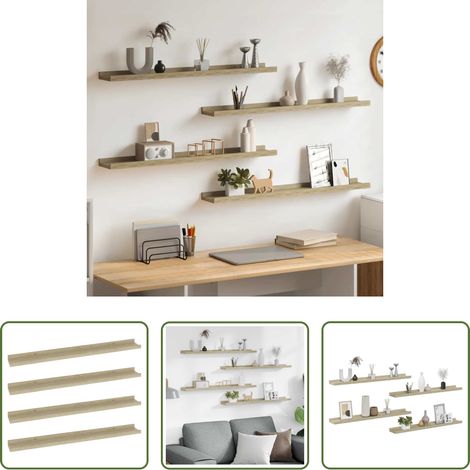 Wandregale -  Wandregale 4 Stk. Sonoma-Eiche 80x9x3 cm (1/5)