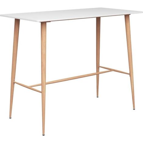 Table haute de bar blanche 120x60x105 cm (1/5)