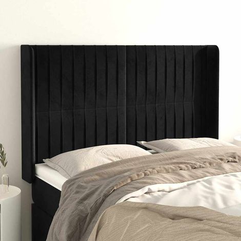 vidaXL Cabecero con orejas de terciopelo negro 147x16x118/128 cm (1/5)