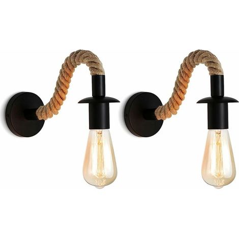 MINKUROW Vintage Hanfseil Wandlampe Industrielle Wandleuchte Idee E27 Leuchte ,110/220v 2St (1/5)