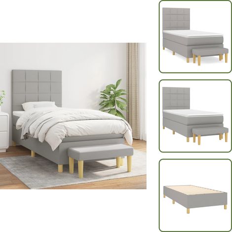 Boxspringbett mit Matratze Hellgrau 90x200 cm Stoff - Boxspringbett - Doppelbett - Schlafraum - Bettgestell - Bettenrahmen (1/5)