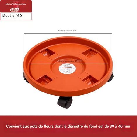 Support à roulettes pour pots de fleurs, en polypropylène épais, avec soucoupe de drainage. Convient pour les jardins extérieurs, les balcons et les plantes d'intérieur - Diamètre intérieur 41,5 cm