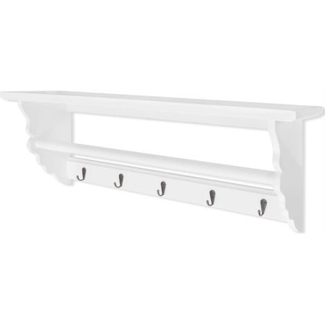Perchero PFDM estilo barroco blanco 70x18x26 cm con 5 ganchos DEC024186 (1/5)