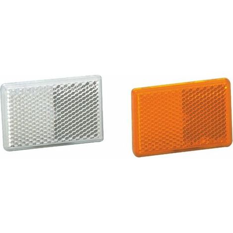 Catadioptre rectangulaire 57x39 mm blanc auto-adhésif (Lot de 4 )