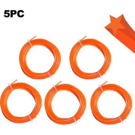 (2,4 mm, 5 m, 5 pièces) Fil de coupe-bordures en nylon pentagramme, rouleau de fil pour tondeuse à gazon, accessoires pour tondeuse à gazon (1/4)