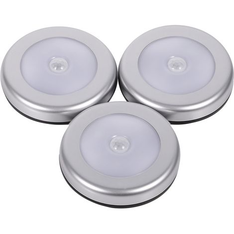 Set mit 3 kabellosen PIR-Bewegungsmelder-Nachtlichtern, 6 runde LEDs, batteriebetrieben (1/5)