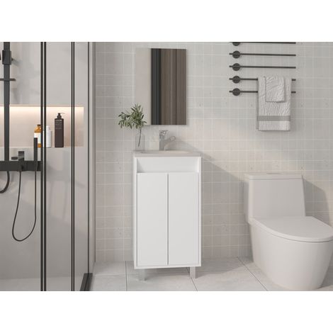 Gabinete de baño Brady 45 cm + espejo Bologna, blanco MQZ (1/5)